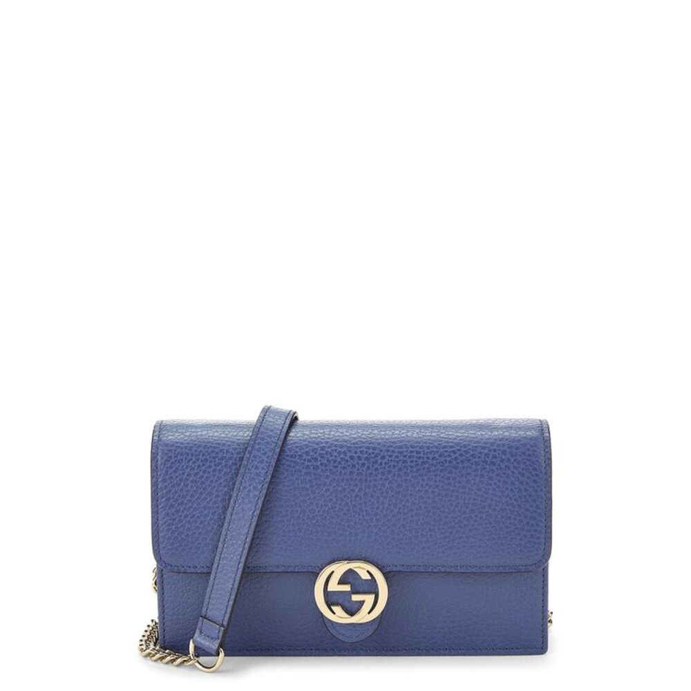 Gucci Blue Leather Interlocking Chain Wallet Small (Authentic Pre-Loved)